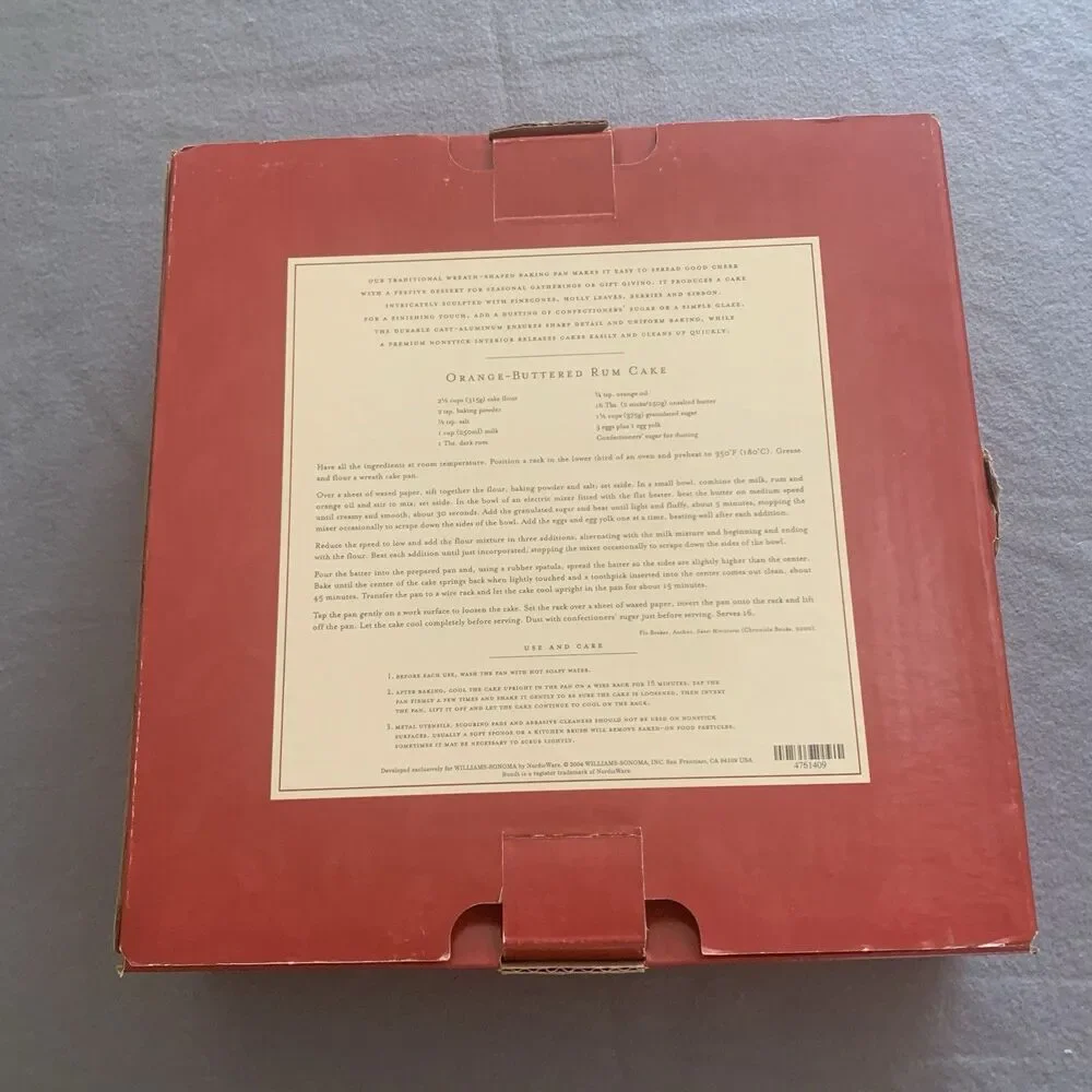 Williams Sonoma Nordic Ware Christmas Wreath Cast Aluminum Bundt Cake Pan In Box